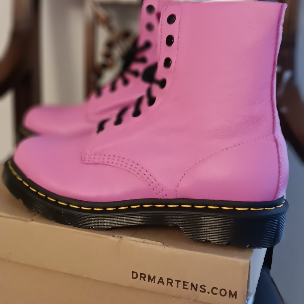 Dr. Martens Pink Combat Boots with Air-Cushioned Sole